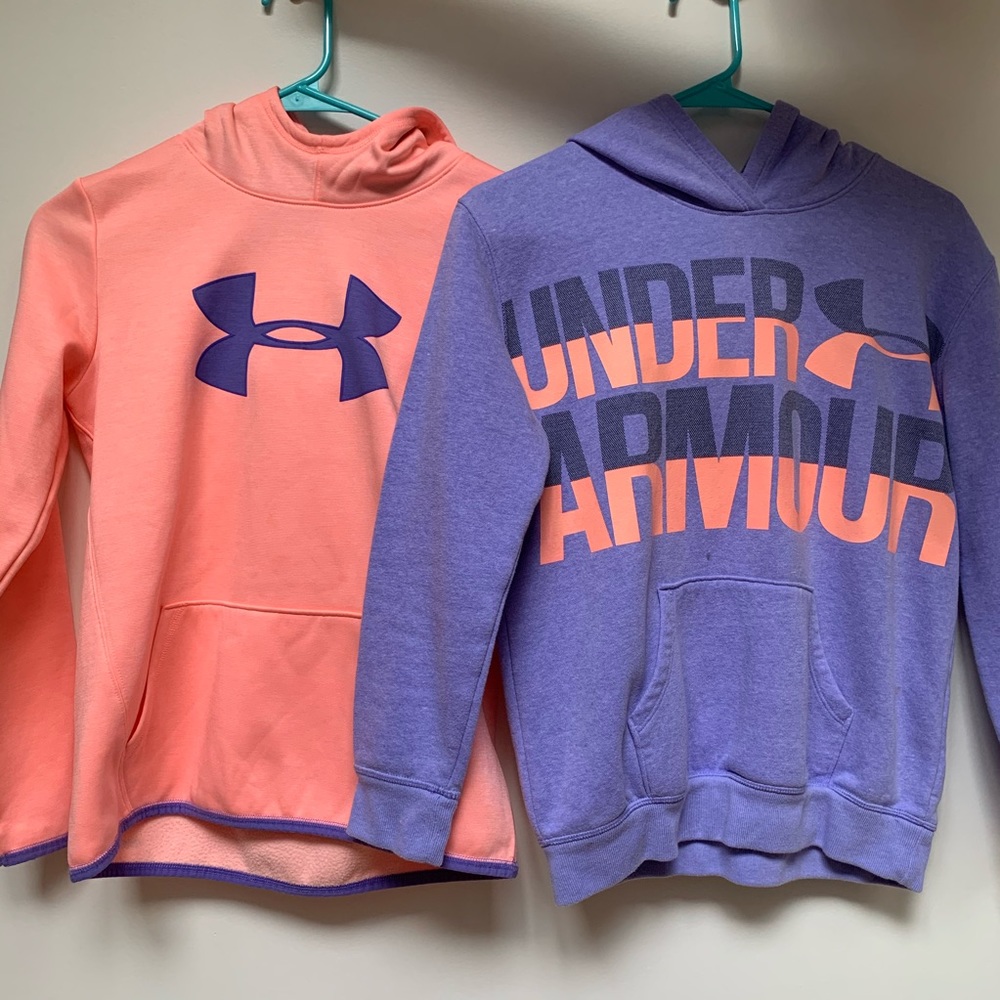 Under Armour purple & orange pullover hoodies
